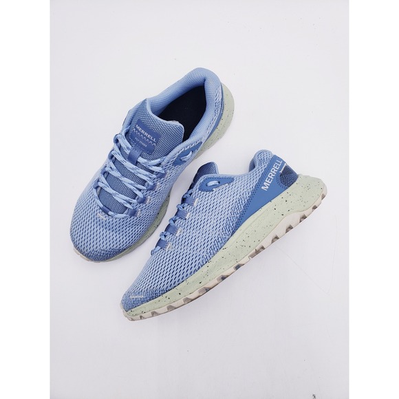 Merrell Shoes - Merrell Fly Strike Trail Running Shoes Blue Mesh Speckled Sole Womens Size 7